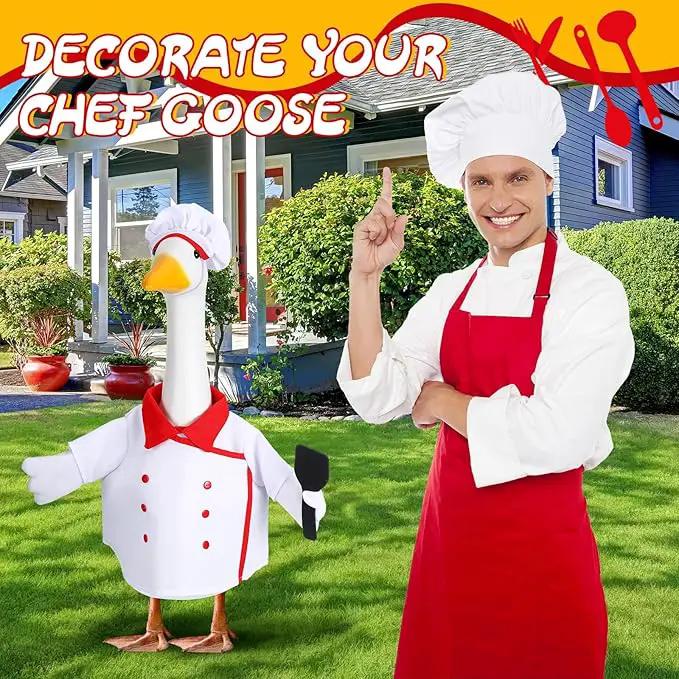 Geyoga Chef Goose Outfit Costume Yard Lawn Porch Clothes for 23'' Plastic Goose Outdoor Patio Art Decoration by GreenHaven Gardens