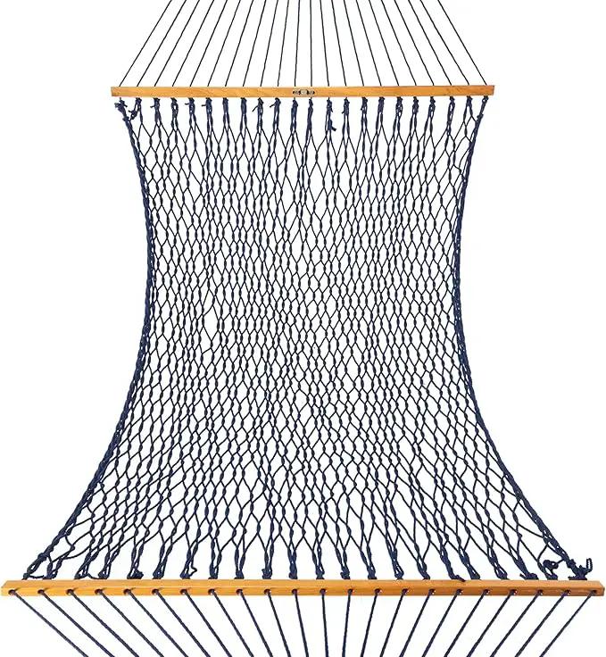 Original Pawleys Island Large Navy DURACORD Rope Hammock with Extension Chains & Tree Hooks, Handcrafted in The USA, 450 LB Weight Capacity, 13 ft. x 55 in. by GreenHaven Gardens