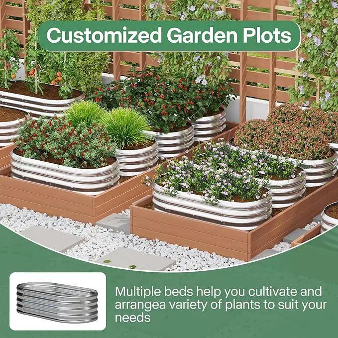 Galvanized Raised Garden Bed Kit, Galvanized Planter Garden Boxes Outdoor, Oval Large Metal for Vegetables,Flower,4x1.8x1FT by GreenHaven Gardens