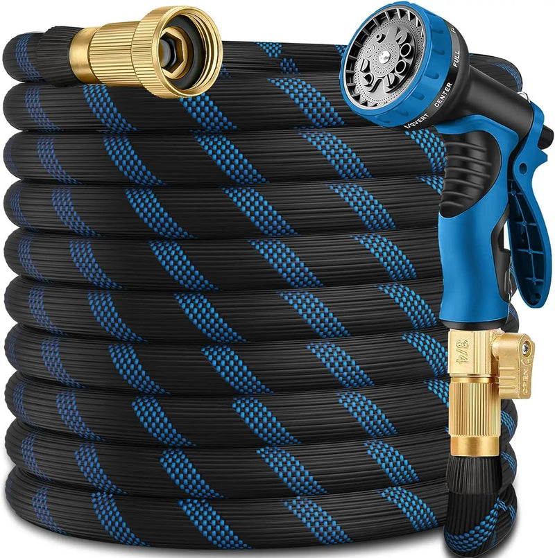 Garden Hose 100 ft -Heavy Duty Water Hoses - Flexible&Lightweight Car Washing Pipe with Strain Reliefs,Kink-free Rubber Hoses with Spray for Gardening Yards by GreenHaven Gardens