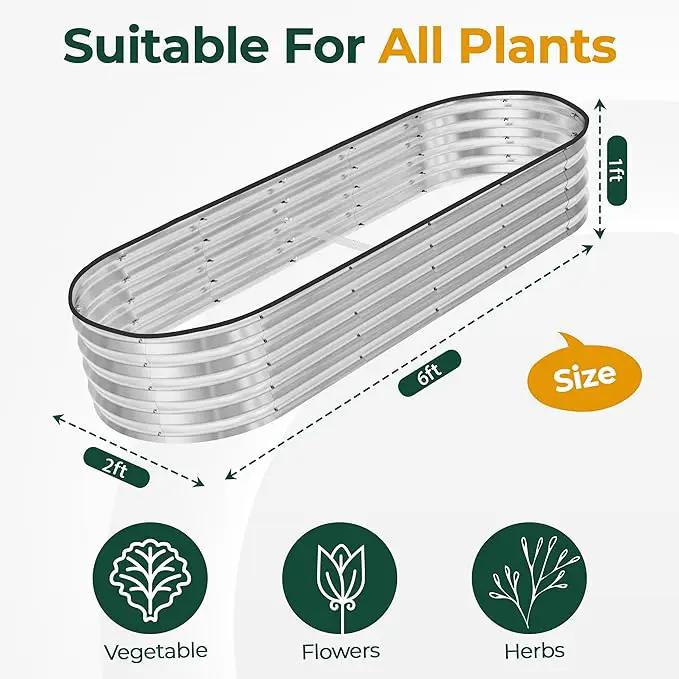 Utopia Home 2 Pack Galvanized Raised Garden Bed, 6ft x 2ft Lightweight Planter Boxes Outdoor with Easy Assembly, Large Garden Bed for Vegetables, Fruits, Flower - Silver by GreenHaven Gardens