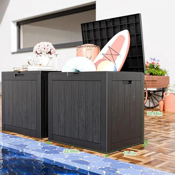 31 Gallon Waterproof Outdoor Storage Box,Resin Deck Box,Lockable Outside Storage Box Container for Patio Furniure,Garden (31 Gallon Black) by GreenHaven Gardens