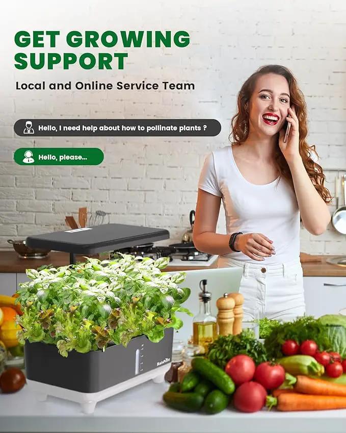 RAINPOINT Hydroponics Growing System Kit, Indoor Herb Garden Planter Kit with 13 Pods, 5L Inside Gardening System with LED Grow Light, Gardening Plant Gift for Women, Men, Children and Enthusiasts by GreenHaven Gardens