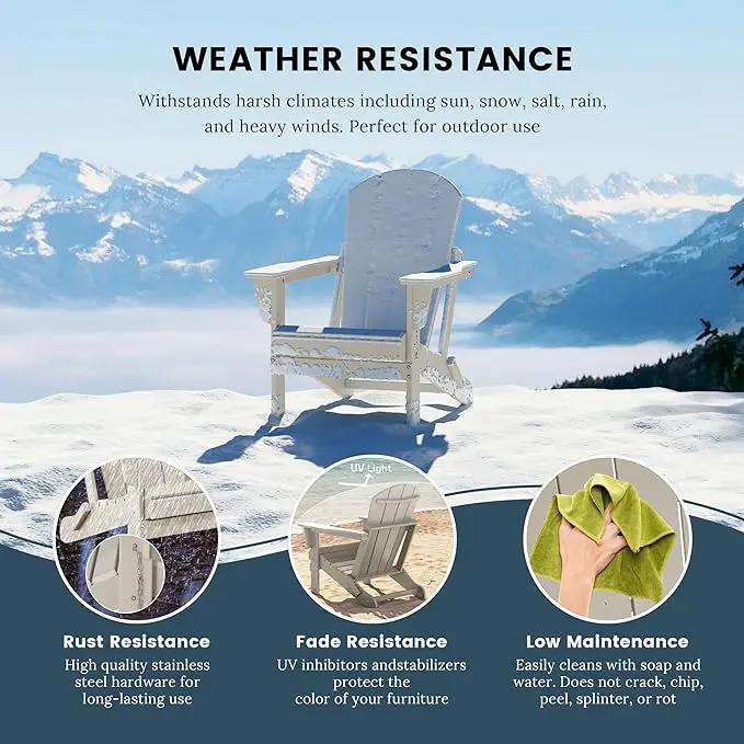 Westin Outdoors Laguna WO Outdoor Adirondack Folding Patio Chairs 8 PCS Set Retro Beach Aesthetic for Backyard, Lawn, Patio, Deck, Garden, Weather Resistant Polyethylene Plastic Lounger (Sand) by GreenHaven Gardens