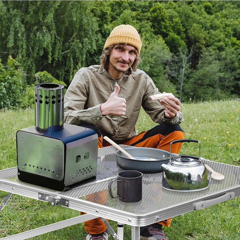 Square Folding Table, Easy for Storage, Compact and Portable Picnic Table for Grill, Outdoor Camping, Garden, Patio, Dining, BBQ, Party, Market and Card Table, 27.2 L × 27.2W inches by GreenHaven Gardens