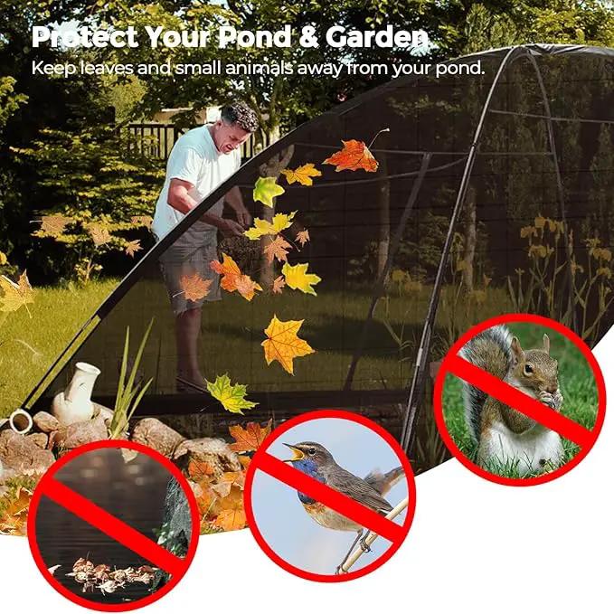 DEERFAMY Pond Net Dome, 10×14 FT Pond Cover with 2 Doors, Pond Mesh Tent with 4 Ropes, 16 Stakes, and Fiberglass Poles, Pond Netting for Koi, Outdoor Ponds, Pool and Gardens, Black by GreenHaven Gardens