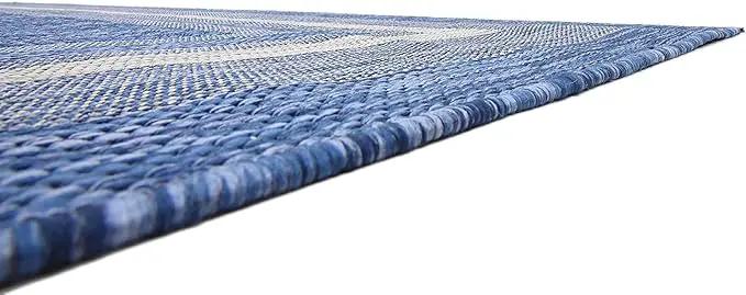 Unique Loom Outdoor Border Collection Area Rug - Soft Border (8' x 11' 4" Rectangle, Blue/ Ivory) by GreenHaven Gardens