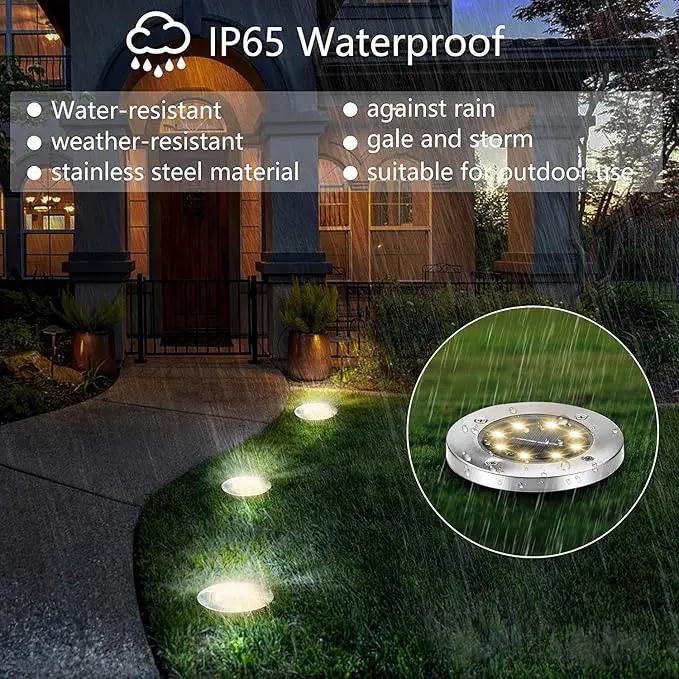 ZGWJ Solar Ground Lights, 8 LED Garden Lights Disk Outdoor Waterproof Landscape for Yard Walkway Patio Lawn Driveway Decoration (8 Pack Warm White) by GreenHaven Gardens