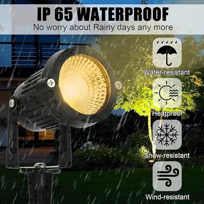 LED Landscape Spotlights Low Voltage 5W 12V 24V Garden Pathway Lights Waterproof IP66 Warm White Walls Trees Flags Outdoor Landscape Lights with Stakes by GreenHaven Gardens