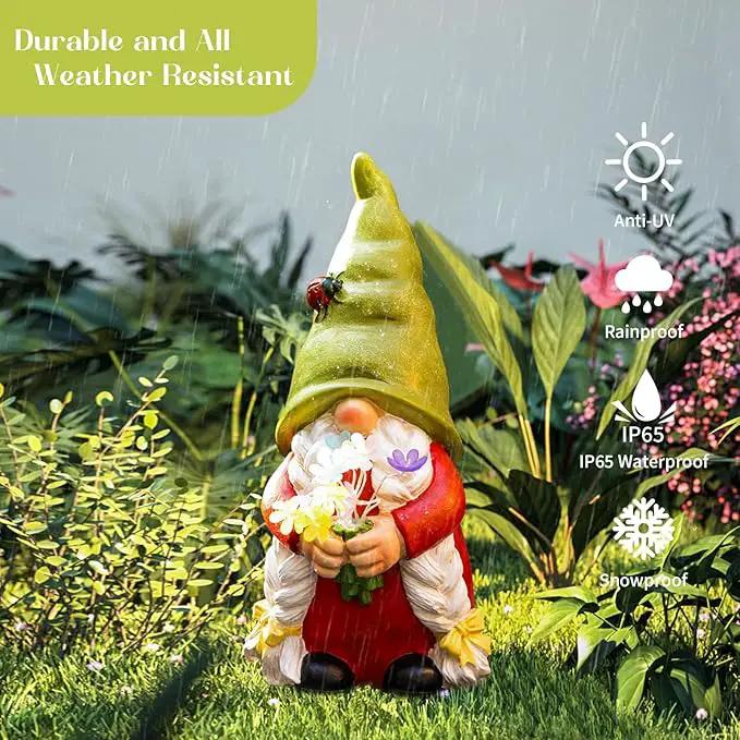 Solar Garden Gnome Lady Statues Outdoor Gnomes with Flowers Lights Porch Patio Lawn Yard Decoration - Ideal Christamas Gardening Birthday Gifts for Woman Mom by GreenHaven Gardens