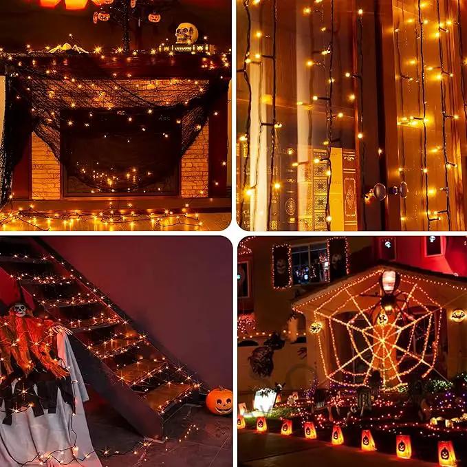 Weillsnow Orange Halloween Lights, 66FT Plug-in Waterproof String Lights, 8 Modes with Memory for Indoor/Outdoor Garden Decorations by GreenHaven Gardens