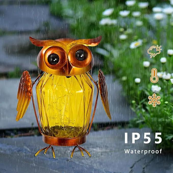 2 Pack Hanging Solar Lantern, Owl Solar Lanterns Outdoor Waterproof LED Glass Jar Lights for Garden Yard Tree Table Xmas Metal Decoration Lanterns by GreenHaven Gardens