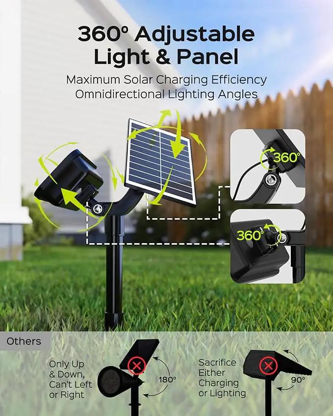 JACKYLED Solar Lights Outdoor Waterproof, 84 LED 5 Lighting Modes Solar Spotlights, 360 Adjustable Head & Panel, Solar Powered Garden Yard Spot Lights for Outside Landscape Lighting, 8 Pack by GreenHaven Gardens