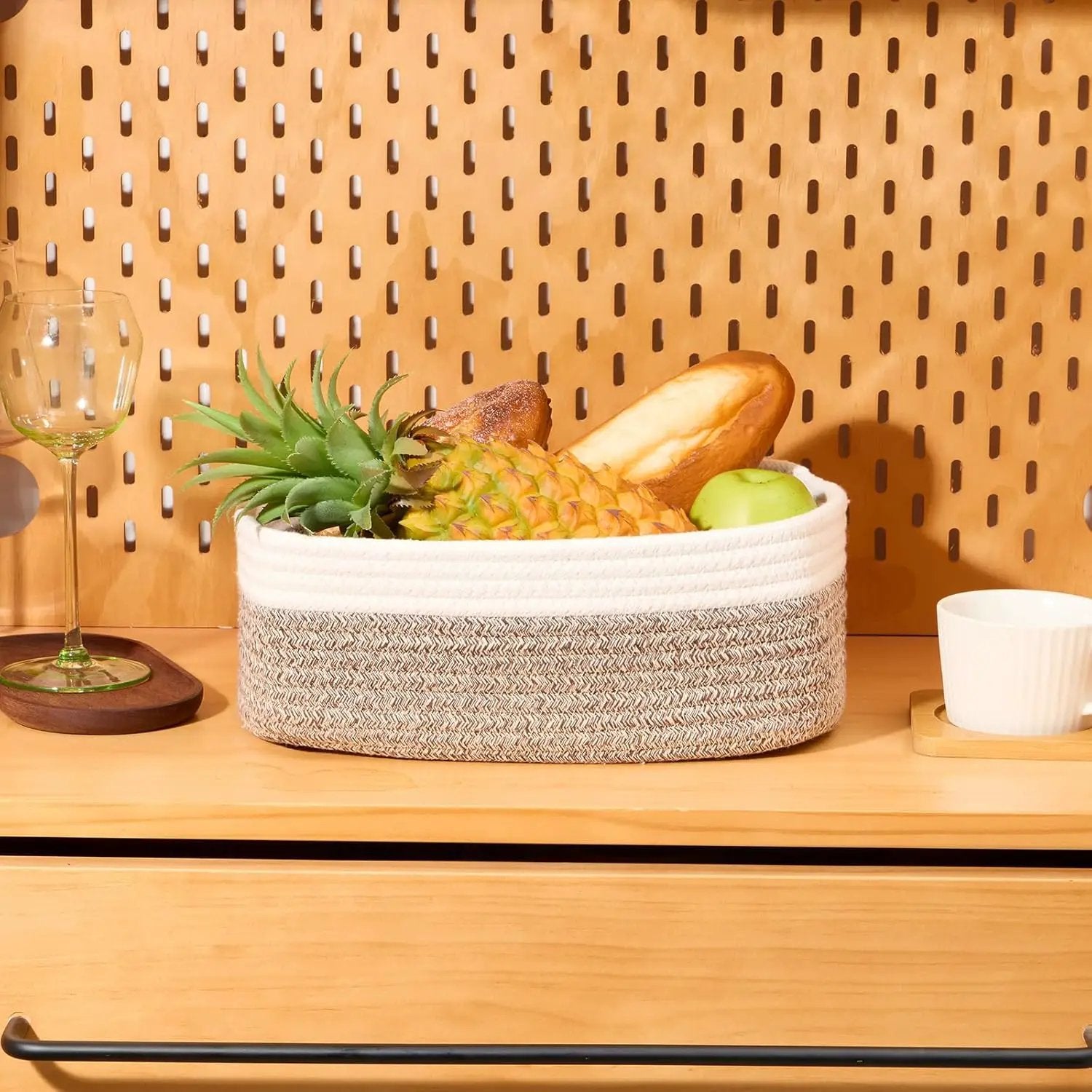 Small Storage Baskets for Organizing | Closet Organizer Bins | Shelf Toy Basket | Woven Rope Baskets | Cube Decorative Box | Shallow Basket | 11.5x7.5x4.7” | 4 Packs White Brown by GreenHaven Gardens