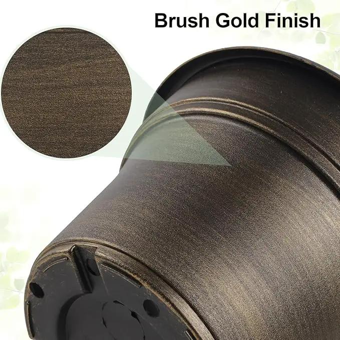 16 inch Plant Pots Outdoor Planters，4 Pack Large Plastic Flower Pot for Indoor Plants with Drainage Holes & Saucer, Resin Decorative Container Sets with Trays for House Outdoor Garden Plant Dark Gold by GreenHaven Gardens