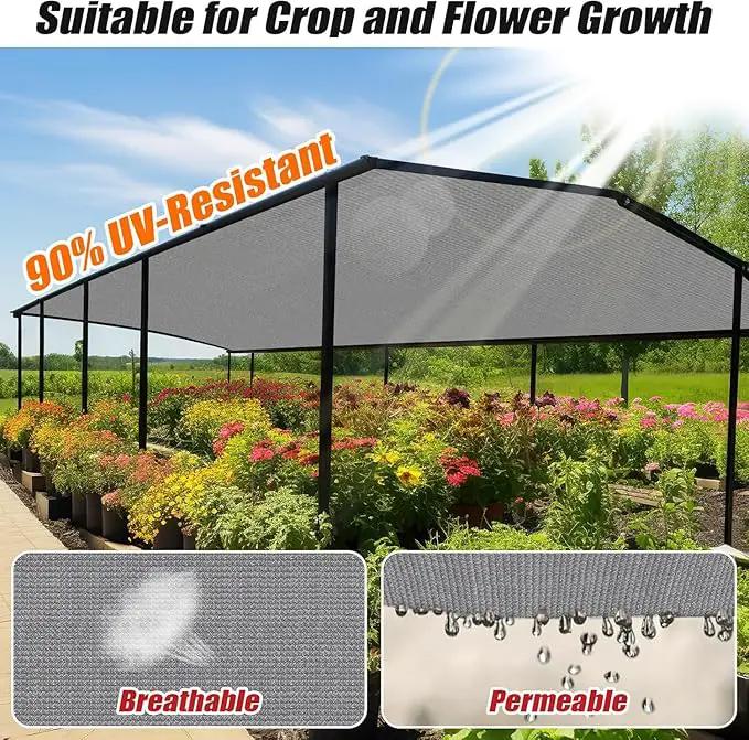 Outdoor 90% Sun Shade Cloth with Grommets, 15 X 20 FT Pergola Shade Cover for Garden Patio Carport Kennel Swimming Pool, Light Grey (We Make Custom Size) by GreenHaven Gardens