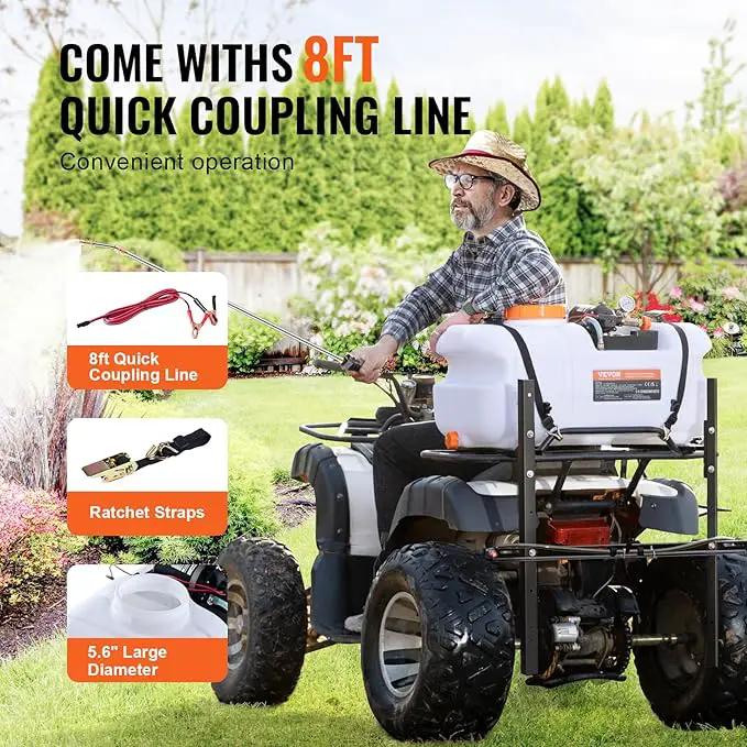 VEVOR ATV Spot Sprayer, 15.9 Gal/60L ATV/UTV Broadcast With Nozzle Boom, 12 V Pump With Water Tank, 1.9 GPM Flow Rate, Adjustable 0-72 PSI, 20FT Hose, Weed Sprayer for Garden, Farm by GreenHaven Gardens