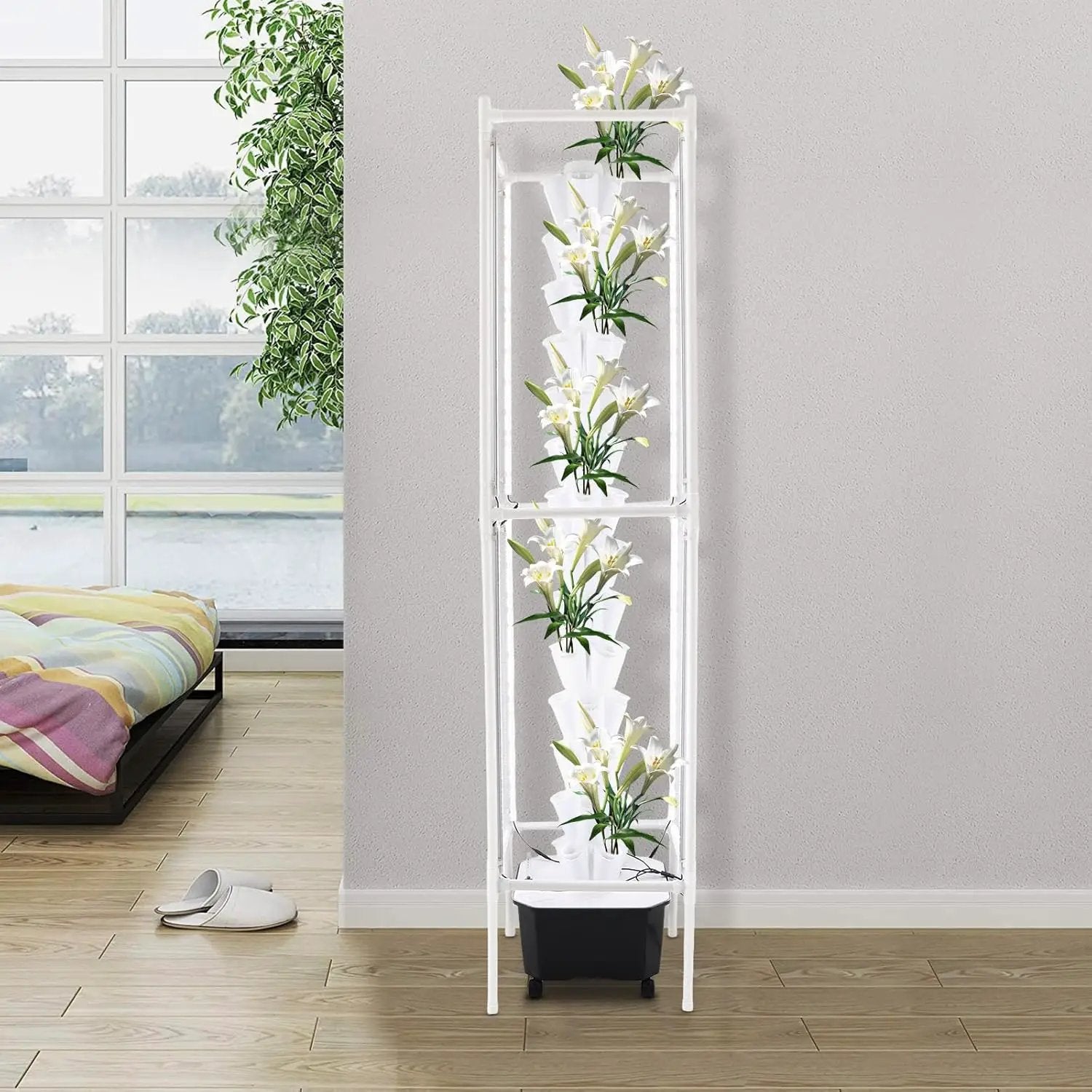 Hydroponic Growing Tower System Kit, 70-Plant Vertical Hydroponics Garden Tower with LED Grow Light, for Outdoor Indoor Herbs Fruits Vegetables Smart Garden Planter Kit by GreenHaven Gardens