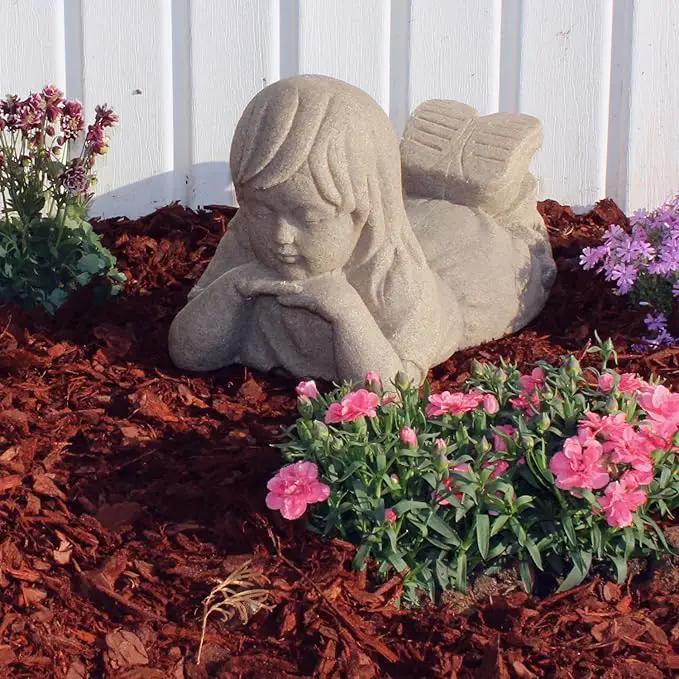 Emsco Group 2248W 16" Day Dreaming Girl Garden Statue, White by GreenHaven Gardens