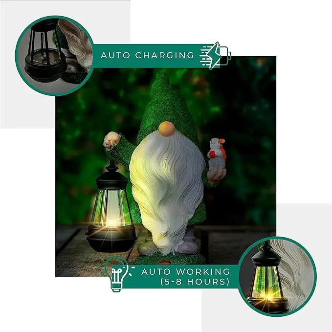 Garden Gnome with Squirrel 11.8, Gnomes with Solar Lantern, Garden Statues Outdoor Clearance, Garden Gnomes Outdoor Funny for Patio Decor, Fall Gnomes by GreenHaven Gardens