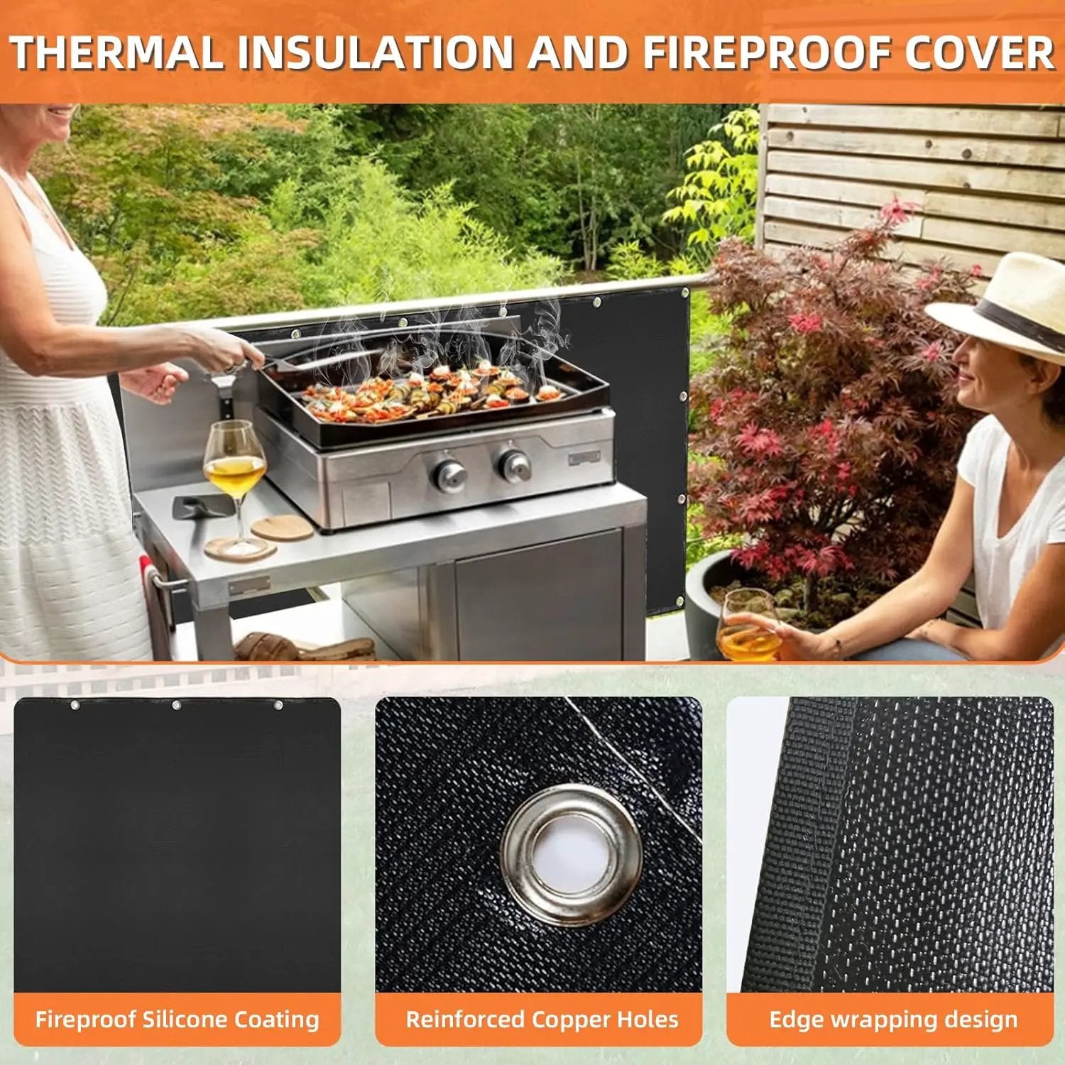 Grill Heat Shield and Deck Protector Mat, Fireproof BBQ Backing Screen for Fence and Railing Heavy Duty Black 3'x6' by GreenHaven Gardens