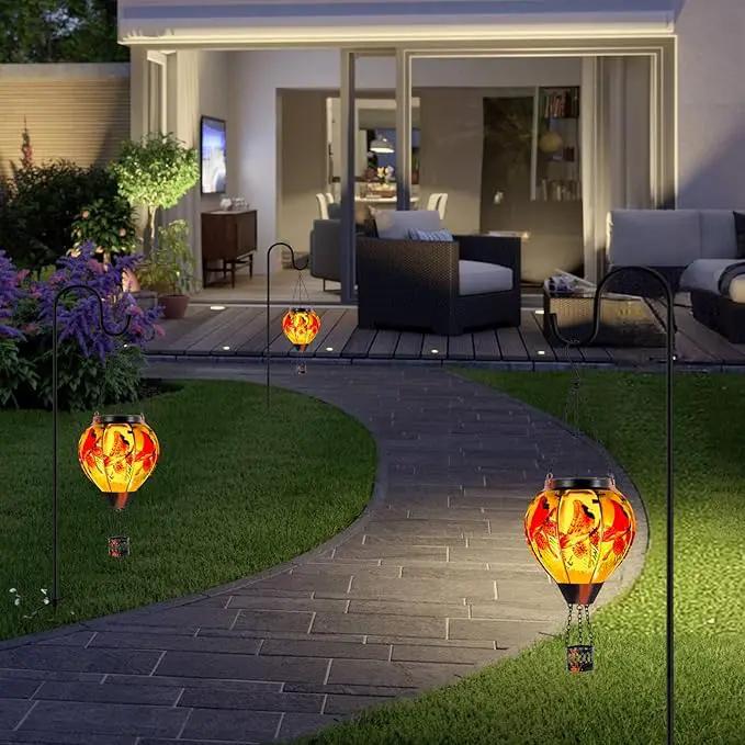 2 PCS Cardinal Solar Hot Air Balloon Lantern with Flame, Glass Balloon Lantern Outdoor Waterproof, Hanging Hot Air Balloon Solar Light, Cardinal Gifts for Mom Woman by GreenHaven Gardens