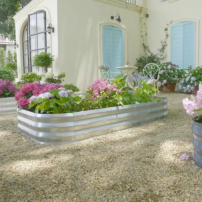 Galvanized Raised Garden Bed Kit, Large Metal Raised Garden Beds for Vegetables, Galvanized Planter Raised Garden Boxes Outdoor (Silver) by GreenHaven Gardens