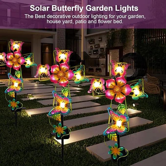 Solar Cross Garden Lights, Solar Butterfly Stake Lights Cemetery Decorations for Grave, Jesus Cross Sympathy Memorial Gifts for Mother Grandma, Metal Garden Art for Yard Lawn Patio Decor by GreenHaven Gardens