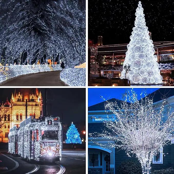 Solar String Lights Outdoor, 4 Pack Each 100 LED Solar Christmas Twinkle Lights Outside, Waterproof Copper Wire with 8 Modes Solar Fairy Lights for Garden Yard Tree Wedding Christmas Decor(Cool White) by GreenHaven Gardens