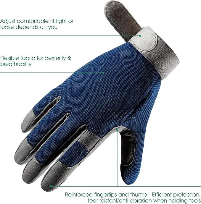 COOLJOB Thorn Proof Garden Gloves with Touchscreen Fingers for Men, Rose Pruning Work Gloves with Palm Cushion for Gardener, Farmer and Landscaper (Navy 1 Pair Medium) by GreenHaven Gardens