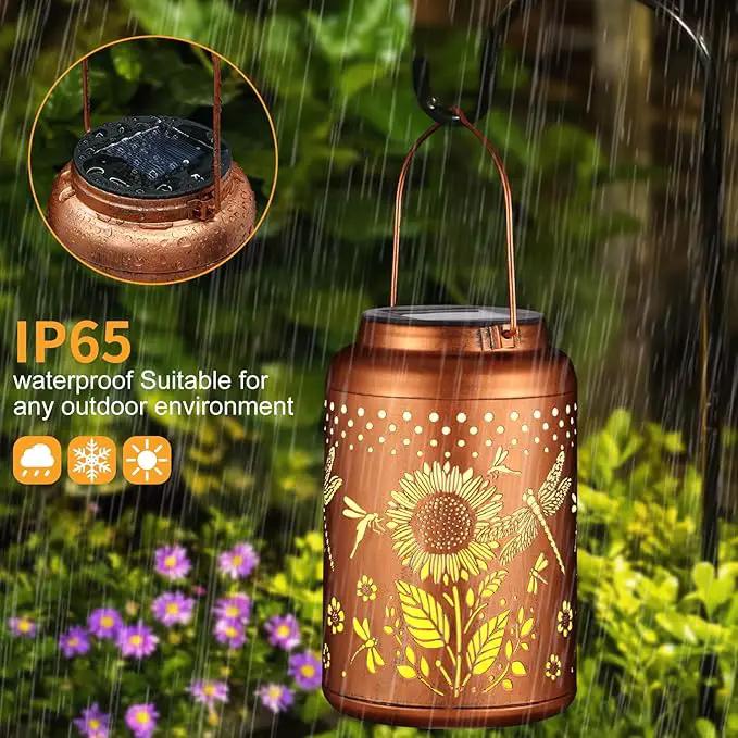 Solar Lanterns Outdoor Waterproof Hummingbird Garden Decor Christmas Gifts for Women Mom Grandma Hanging Lights Metal Decoration Outside for Yard, Patio,Backyard,Porch(Dragonfly and Sunflower) by GreenHaven Gardens