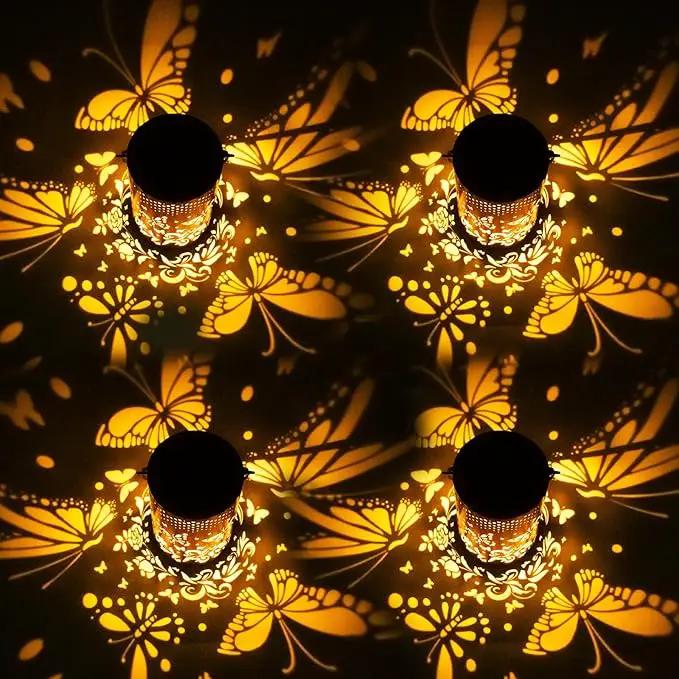 Butterfly Solar Lanterns Outdoor Hanging, Hollowed-Out Metal Waterproof LED Garden Decor Light for Patio Yard Pathway Lawn Front Porch, Christmas Thanksgiving Birthday Gifts for Women Mom Grandma by GreenHaven Gardens