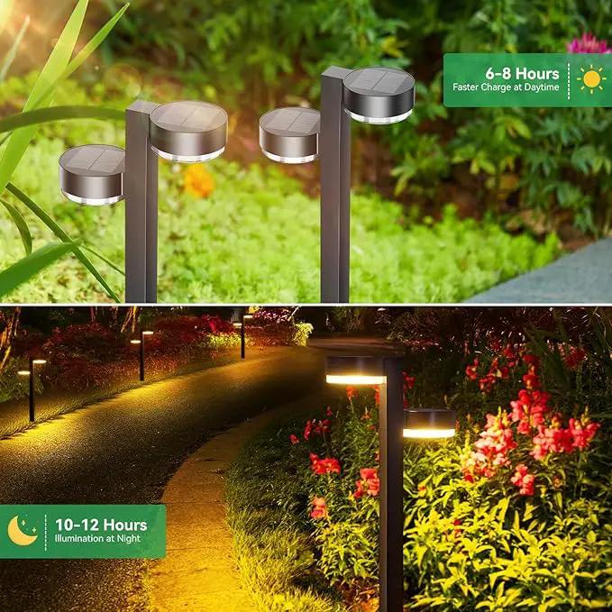 Solar Pathway Lights Outdoor, 4 Pack Brighter Modern Dual-Head Outdoor Solar Lights for Outside Up to 12Hrs, IP65 Waterproof Solar Garden Lights for Yard Landscape Path Walkway Decoration by GreenHaven Gardens