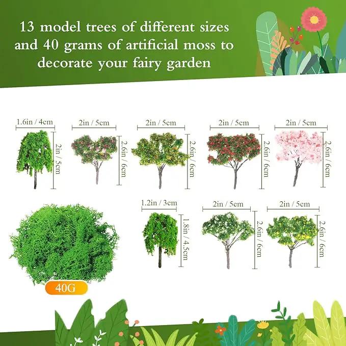 58 Pcs Mini Garden Accessories Set Fairy Village Miniature Fairy House Starter Kit Mini Terrarium Figurines Micro Landscape Mixed Model Tree Diorama Supplies for DIY Succulent Dollhouse Craft by GreenHaven Gardens