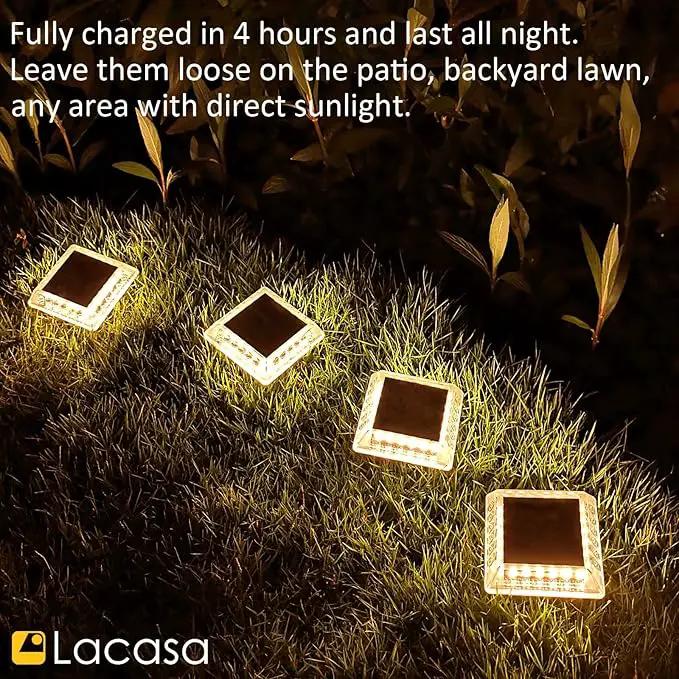 Lacasa Outdoor Solar Light, 4 Pack 30LM IP68 Waterproof Solar Garden Light Auto On/Off Solar Lighting for Stairs Paths Paths Paths Patio Deck Dock, Warm White 2700K by GreenHaven Gardens