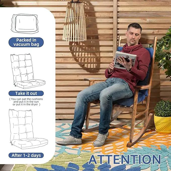 Yellow Rocking Chair Cushion Indoor Outdoor High Back Seat Pad Soft Chair Cushion for Patio Porch Garden Kitchen Office by GreenHaven Gardens