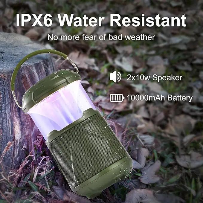 Outdoor Lantern Portable Bluetooth Speaker: IPX6 Waterproof Wireless Speaker with LED Light for Camping Patio Yard Party Hiking Gift for Men Women Father by GreenHaven Gardens