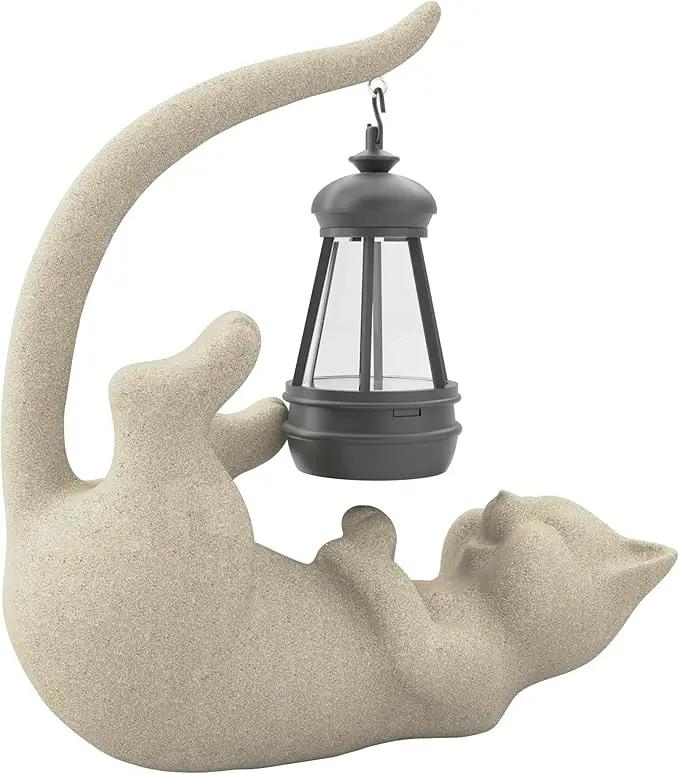 Solar Cat Garden Statue 10 Inch Porch Patio Decor for Outside Yard Decoration Outdoor Unique Housewarming Gardening Birthday Gifts for Cat Lovers Women Grandma by GreenHaven Gardens