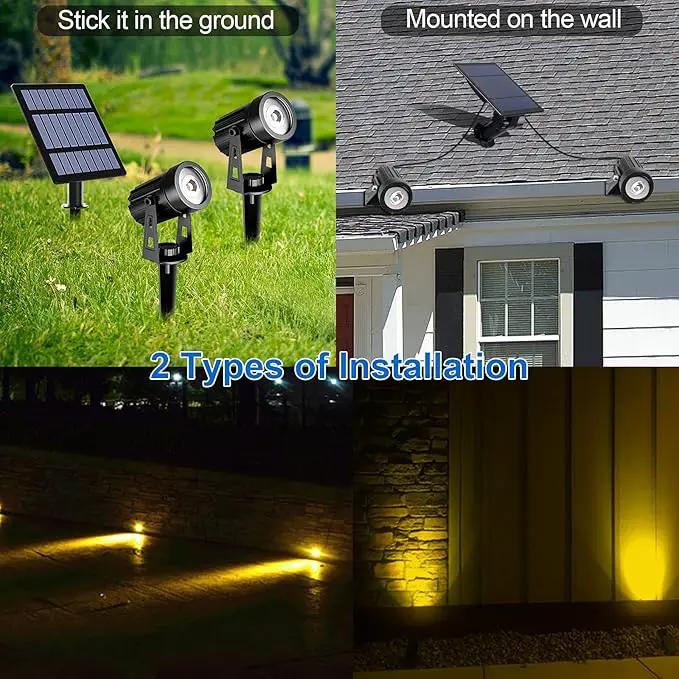 T-SUN Solar Spotlights 2W Outdoor LED Landscape Spot Light, 2-in-1 Waterproof Solar Powered Wall Lights Auto ON/Off with Dual Headlamp for Garden, Yard, Pathway(Warm White) by GreenHaven Gardens