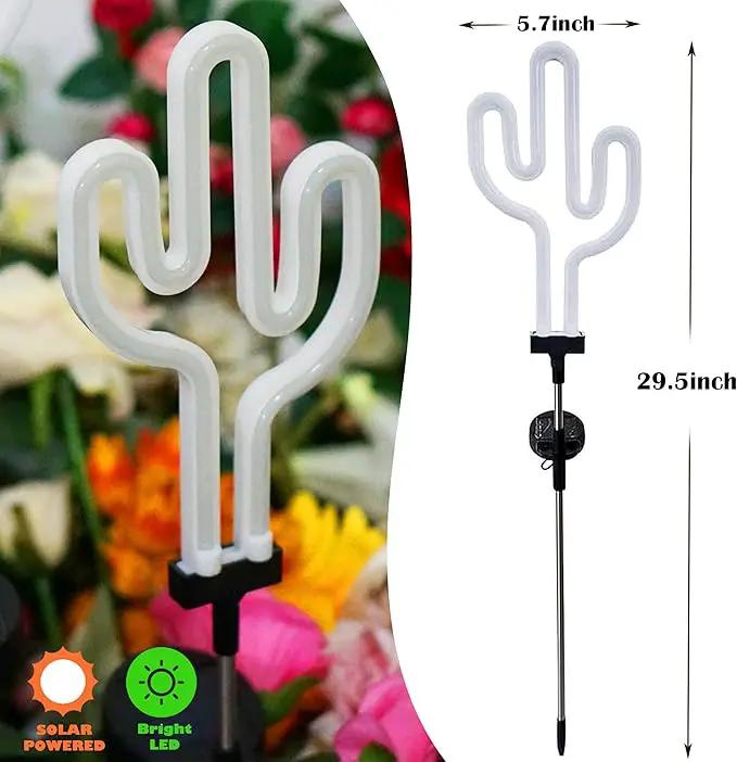 SunKite Cactus Solar Garden Stake Lights - Outdoor Waterproof Neon Lights for Garden, Yard, Lawn, Pathway, Patio, Backyard (2 Pack) by GreenHaven Gardens