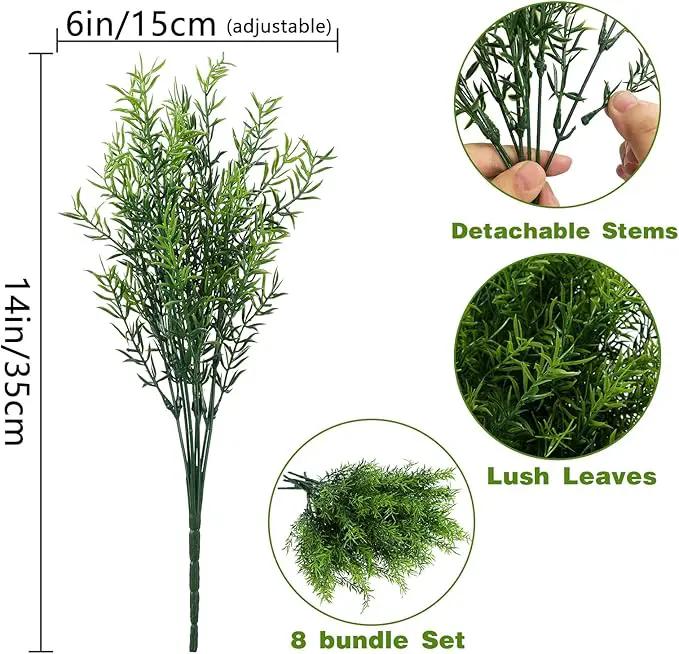 Artificial Plants Flowers Grass Shrubs 8 Pack No Fade Faux Plastic Flowers Outdoor for Farmhouse Garden Porch Patio Indoor Wedding Decoration Greenery Fake Plants uv Resistant by GreenHaven Gardens