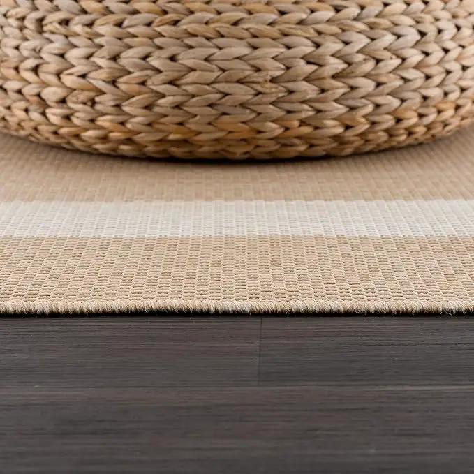 CAMILSON Outdoor Rug 9x12, Large Modern Outside Rugs for Patios Porches Waterproof Durable Washable Non-Shedding, Easy-to-Clean Indoor Outdoor Area Carpet (9 x 12, Bordered - Beige/White) by GreenHaven Gardens