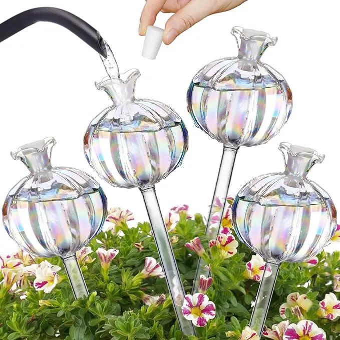 NiHome Plant Watering Globes 4-Pack, Iridescent Glass Cactus Self Watering Globe, Glass Waterer for Potted Plants - 4.7OZ/140 ML Capacity Automatic Mini Irrigation System, Adorable Gardening Gift by GreenHaven Gardens