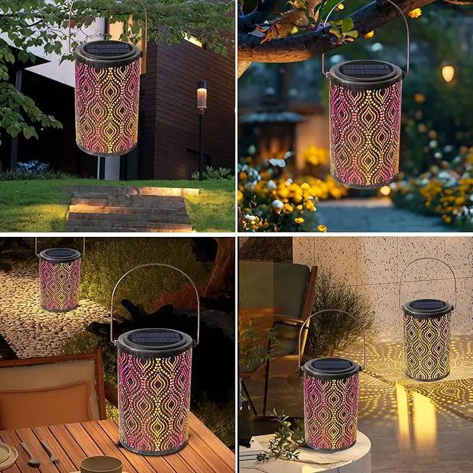 Solar-Powered Iron Art Lantern - Two Lighting Modes Waterproof Hanging Ambiance Lighting for Gardens & Patios, Perfect as Decorative Gift Housewarming Gift Mom Gifts (Peacock Feather) by GreenHaven Gardens