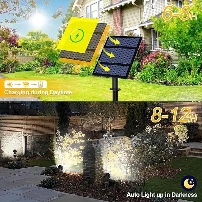 T-SUNUS Solar Garden Spotlight Outdoor 6-in-1, White Landscape Spot Lights IP65 Waterproof, 5W Separated Panel, Dusk to Dawn 6000K Spotlights for Tree Patio Yard Driveway Pathway Pool Porch Walkway by GreenHaven Gardens
