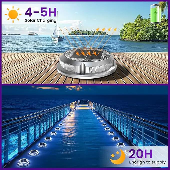 Quntis RGB Solar Deck Lights 2 Pack, 11 Lighting Modes Solar Driveway Lights Outdoor Waterproof IP68, Step Light for Outside, Deck Light Solar Powered for Stair Pathway Walkway by GreenHaven Gardens