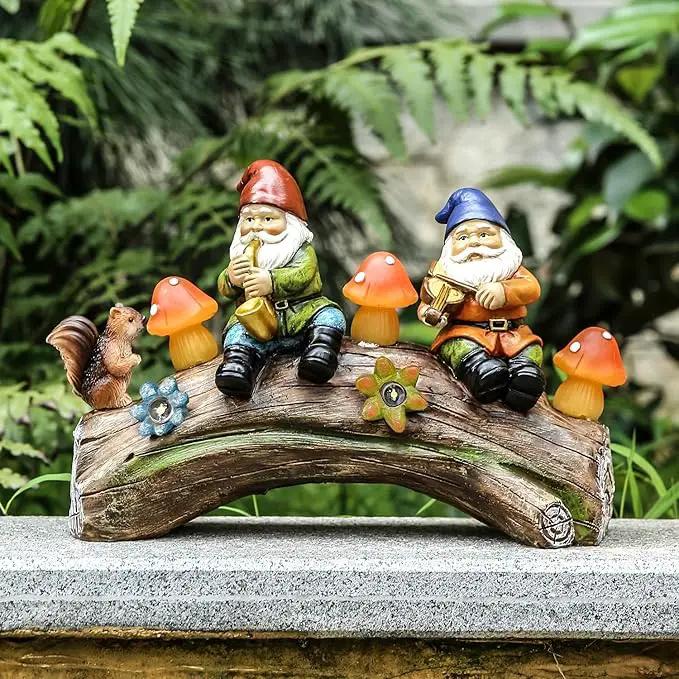 Funny Garden Gnome Statue Solar Powered Mushroom Figurine with Squirrel Gnome Durable Resin Outdoor Decoration for Patio Yard Lawn Ornament Housewarming Gift by GreenHaven Gardens