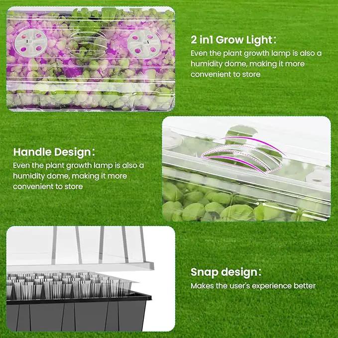 MIXC Seed Starter Tray with Lights, 2 Packs Mini Propagator Plant Grow Kit Greenhouse with Humidity Vented Domes and Base for Seeds Starting, Black by GreenHaven Gardens