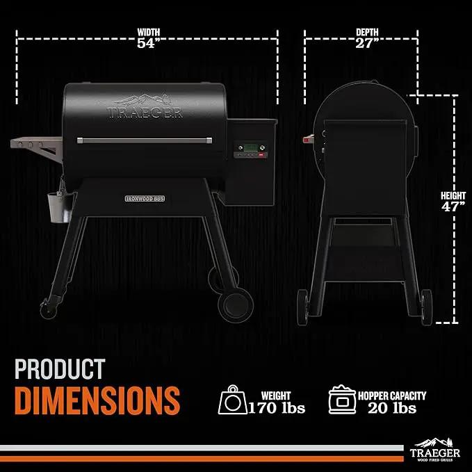 Traeger Ironwood 885 Wood Pellet Grill and Smoker, WiFi Pellet Smoker Grill with Super Smoke Mode, D2 Controller, Large 885 sq. in. Cooking Area, Outdoor BBQ Electric Pellet Smoker, TFB89BLFC by GreenHaven Gardens