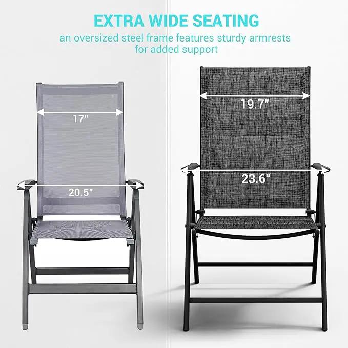 UDPATIO Patio Folding Dining Chairs Set of 2, Folding Lawn Chairs for Adults with Padded All Weather Breathable Textilene, Dark Gray by GreenHaven Gardens